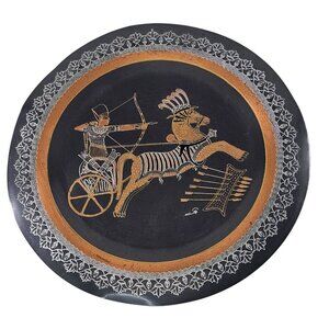 Handmade Egyptian Copper Plate With Chariot & Archer Design By El Shami